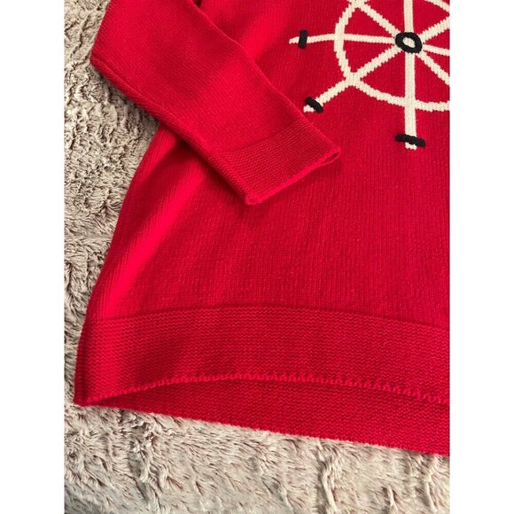 Red Villager Sport Nautical‎ Wheel Sweater Women's Sz M Cotton & Acrylic - Picture 7 of 16